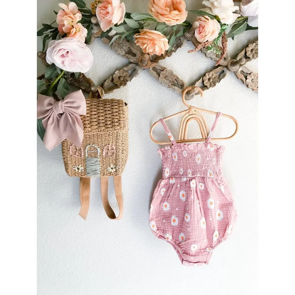 Dreaming Of Daisies Dusty Rose Muslin Romper Playsuit Set 2T